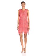 NWT SHOSHANNA lace dress 2 salmon orange $395 crochet zig-zag hemline dr... - £135.68 GBP