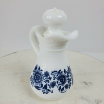 Vintage 1970s Avon Perfume Decanter Delft Blue Milk Glass Pitcher 5.75&quot; - $14.03