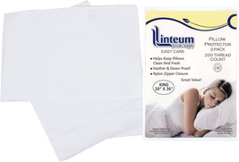 Linteum Textile Supply White Pillow Cover - King Size Zippered Pillow Protector  - £11.00 GBP
