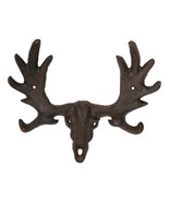 Cast Iron Western Rustic Bull Moose Head Wall Double Hooks For Keys Leas... - $368.02 MXN