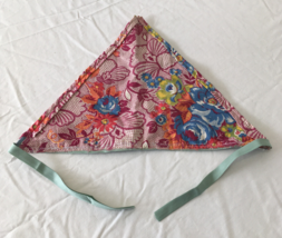 Handmade one of kind from recycled fabric triangle with ties head scarf ... - $19.75