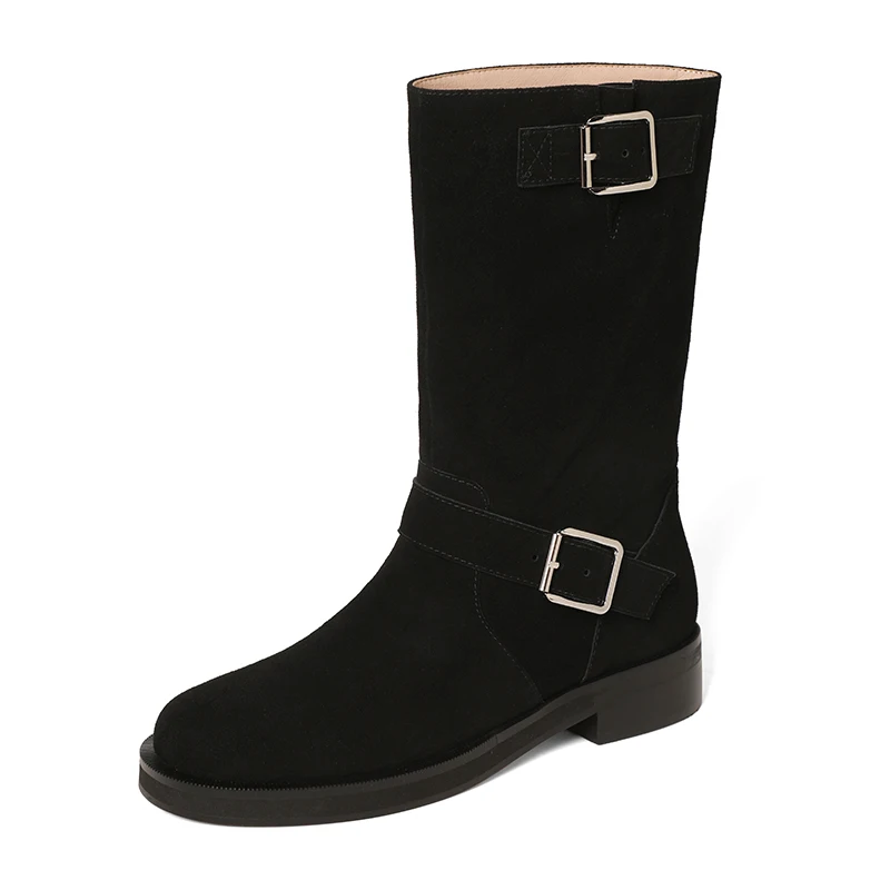 ESVEVA 2024 Vintage Style    Slip On Mid Calf Boot Nobility Style All Match High - £247.79 GBP