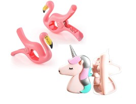 C&amp;H Solutions 2 Set (4 Ct) Pink Flamingo/Pink Unicorn Beach Towel Clips ... - $237.27 MXN