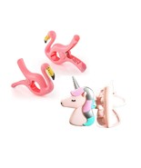 C&amp;H Solutions 2 Set (4 Ct) Pink Flamingo/Pink Unicorn Beach Towel Clips ... - $234.83 MXN