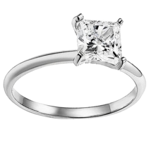 2.5Ct Princess Solitaire LC Moissanite Engagement Ring White Gold Plated Xmas - £52.30 GBP