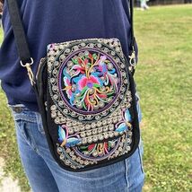 Embroidered Crossbody Bag Boho Ethnic Shoulder Bag Vintage 5.9 x 1.9 x 7 in - $17.82