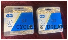 ( 2 )Two Premium Kmc Chain 1/2x1/8x112 1/Speed In Gold, Bike Chain,Easy To Use - $31.67