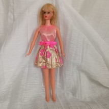 Vtg Barbie Glowin&#39; Out Dress #3404 Mattel Tag Gold Pink Floral 1971-72 No Doll - £43.54 GBP