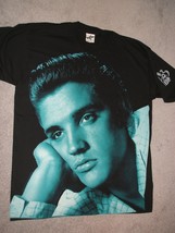 Elvis Presley Picture Green tint on Large (L) Black Short Sleeve Tee Shirt - £19.16 GBP