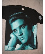 Elvis Presley Picture Green tint on Large (L) Black Short Sleeve Tee Shirt - €20,84 EUR