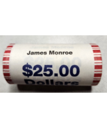 2008 James Monroe Dollar Roll 25 Coins Presidential 1$ Coin Program Golden - £30.81 GBP