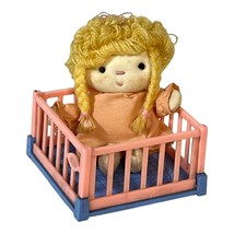 Vintage Renwal ? Pink Blue Dollhouse Baby Mini Playpen With Baby Doll Crib Plush - £9.63 GBP