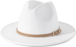 Lisianthus Women Classic Felt Fedora Wide Brim Hat with Belt Buckle - £15.22 GBP