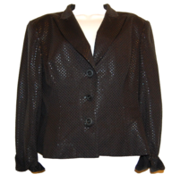 Daniel Rebecca Women&#39;s Black Shiny Dots Button Up Jacket Blazer Size 12 - £43.82 GBP