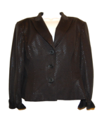 Daniel Rebecca Women&#39;s Black Shiny Dots Button Up Jacket Blazer Size 12 - £43.66 GBP