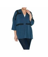 LOGO Lavish by Lori Goldstein Modal Kimono Cardigan with Lace Nordic Blu... - $488.47 MXN