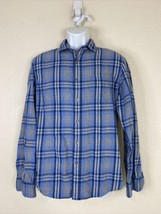 Apt 9 Men Size M Blue Check Button Up Seriously Soft Shirt Long Sleeve Pocket - £7.06 GBP