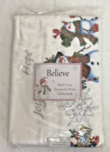 Benson Mills Believe Snowman Engineered Printed Jacquard Christmas Tablecloth - £18.59 GBP