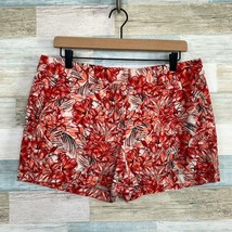 LOFT 4&quot; Floral Shorts Pink Beige Mid Rise Tropical Cotton Twill Casual W... - £13.21 GBP