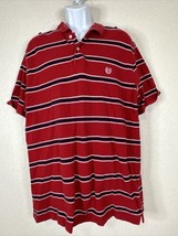 Chaps Men Size XXL Red Striped Knit Polo Shirt Short Sleeve - £6.42 GBP