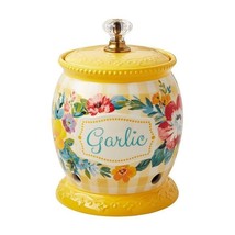 The Pioneer Woman Sweet Romance Garlic Keeper and Lid Ceramic Yellow Flo... - $653.70 MXN