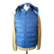 Burberry Brit Men Size L (21x25&quot;) Vest Jacket Goose Down Detachable Hooded Blue - £438.83 GBP