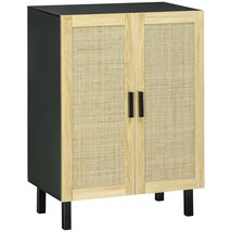 HOMCOM Black Rattan Sideboard Buffet Kitchen Coffee Bar Cabinet - $3,383.46 MXN
