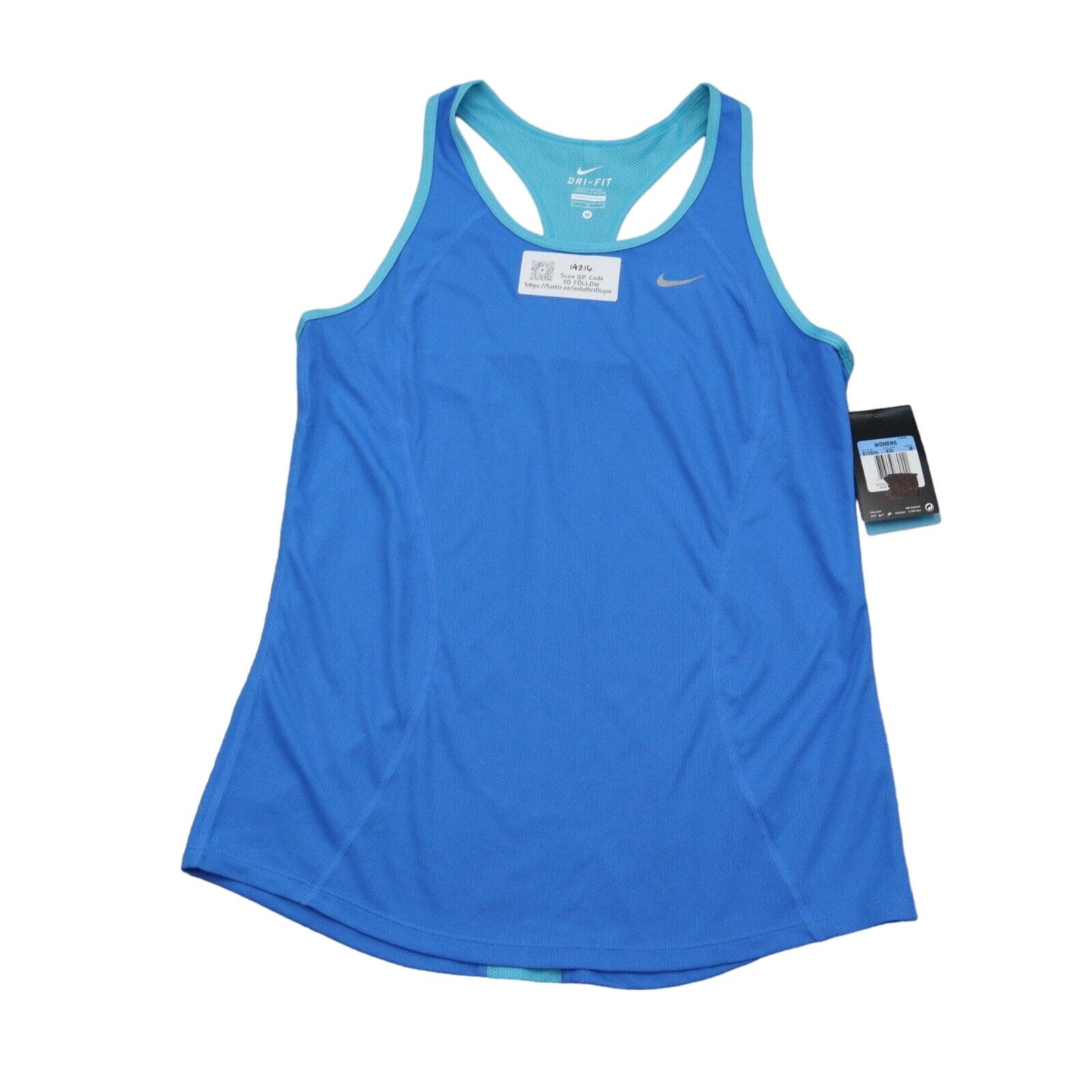 Primary image for Nike Shirt Womens M Blue Tank top Activewear Scoop Neck Racerback Polyester Tee