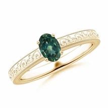 ANGARA Vintage Inspired Teal Montana Sapphire Ring with Engraved Shank - £554.95 GBP