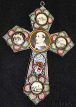 Vintage Papal micro mosaic cross - crucifix PAUL VI , 1975, Rare - £263.60 GBP