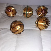 Handmade Sequin &amp; Beaded Vintage Christmas ornaments, LOT of 5 - £30.95 GBP