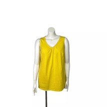 Woman Within Top Women 18/20 Sleeveless Yellow Shirt Tank Front  V Neck Shirt - £15.97 GBP