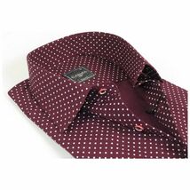 Men's Shirt Hankie CASILA Turkey Cotton Blend 501920-11 Burgundy Polka Dots image 2