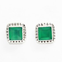 925 Sterling Silver Green Onyx Earrings Stud Handmade Jewelry Gemstone Earrings - £28.50 GBP