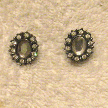 Rhinestone Pierced Earrings Japanned Finish Hypo Allergenic Studs ✿ Vint... - $15.79