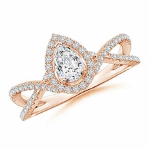 ANGARA Criss-Cross Diamond Pear-Shaped Halo Engagement Ring (HSI2, 0.76 Ctw) - £1,906.99 GBP