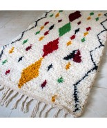 Morrocan Rug Berber Geometric Multicolor Azilal Handmade Moroco Wool Beni Rug - £145.84 GBP