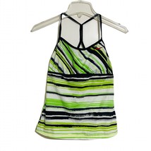 Nike Swim Tankini Size 6 Green Black Abstract Stripes Athleisure Sporty ... - $18.80