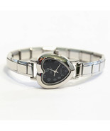 Heart Black Italian Charm Bracelet Watch - Quartz Movement - WW211 black - $13.74