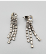 Wedding Rhinestone Dangle Earrings Clear Pierced Fashion Jewelry 3 Stran... - £8.69 GBP