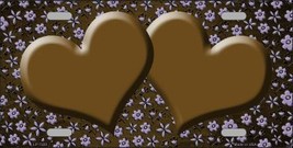 Brown Purple Flower Doodles Hearts Print Oil Rubbed Metal Novelty Licens... - $18.95