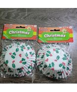 (2) Christmas Holly Bake Cups, Cupcake Liners. 50 ct packs. Grease proof. - €8,45 EUR