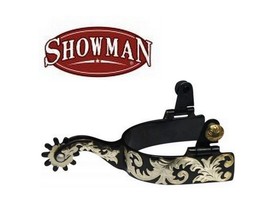 Western Saddle Horse Fancy Brown Steel Spurs w/ Silver Filigree Scrollin... - $34.90