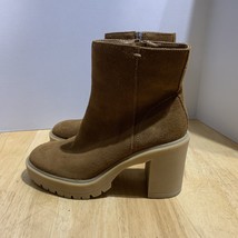 Dolce Vita Boots Womens 8 Casual Side Zip Lugsole Ankle Bootie Brown Fabric - $28.81