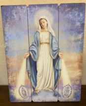 Our Lady of the Miraculous Medal Image on Wood Pallet, New - £23.18 GBP