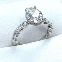 IGI 2.55 CT Oval Brilliant Cut Lab Grown Diamond 4.41 TCW Ring 14k White Gold - £5,091.55 GBP