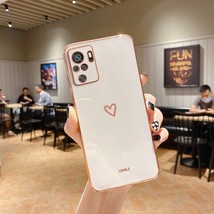 Square Plating Love Heart Silicone Phone Case For Xiaomi Redmi Note 10 P... - $10.01