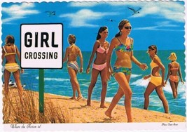 Postcard Exotic Girl Crossing Where The Action Is - $4.94