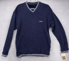 Bear Surf Shirt Men Size Large Logo Pull Over Sweater V Neck Blue Vintage Ribbed - £35.02 GBP
