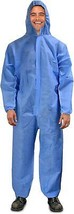 Protective Safety Coveralls with Hood, Clothing, Suit, Blue Medium - £11.47 GBP